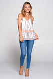 Boho Border Print V-neck Top