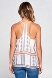 Boho Border Print V-neck Top