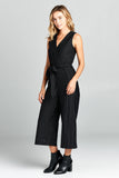 Sleeveless V-Neck Jumpsuit With Waist Tie