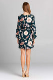 Floral Bell Sleeve Dress with Belt