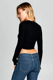 LONG SLEEVE KNIT CROP TOP