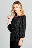 OFF SHOULDER BUTTON DOWN WAIST TIE