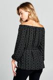 OFF SHOULDER BUTTON DOWN WAIST TIE