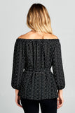 OFF SHOULDER BUTTON DOWN WAIST TIE