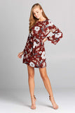 Floral Bell Sleeve Dress with Belt