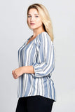 STRIPED V-NECK TOP - PLUS SIZE