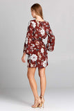 Floral Bell Sleeve Dress with Belt