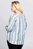 STRIPED V-NECK TOP - PLUS SIZE