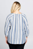 STRIPED V-NECK TOP - PLUS SIZE