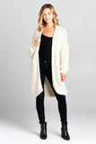 Knit Long Cardigan With Front Pockets