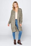 Knit Long Cardigan With Front Pockets