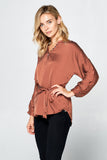 LONG SLEEVE BELTED BLOUSE