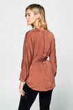 LONG SLEEVE BELTED BLOUSE