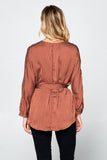 LONG SLEEVE BELTED BLOUSE