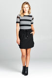 Mini Skirt With Elastic Waist Tie