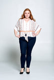 Short Sleeve Top with Buttons and Tie
