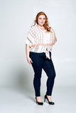 Short Sleeve Top with Buttons and Tie