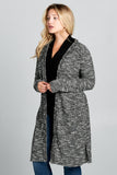 LONG CARDIGAN WITH BACK FRINGE DETAIL - PLUS SIZE