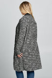 LONG CARDIGAN WITH BACK FRINGE DETAIL - PLUS SIZE