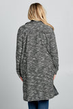 LONG CARDIGAN WITH BACK FRINGE DETAIL - PLUS SIZE
