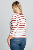Plus Size - Striped 3/4 Sleeve Top with Knot
