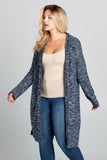 LONG CARDIGAN WITH BACK FRINGE DETAIL - PLUS SIZE