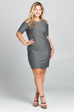 SHORT SLEEVE COLD SHOULDER MINI DRESS - PLUS SIZE