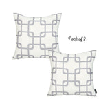 Geometric Gray Squares Square Throw Pillow Cover (Set of 2)