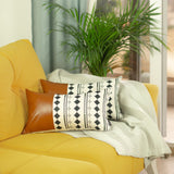 Decorative Vegan Leather Lumbar Throw Pillow Cover