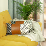 Decorative Brown Vegan Leather Lumbar Throw Pillow Cover