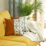 Decorative Brown Vegan Faux Leather Square 17" Throw Pillow Cover