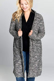 LONG CARDIGAN WITH BACK FRINGE DETAIL - PLUS SIZE