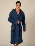 Men's Navy Turkish Cotton Loose Cut Terry Bathrobe