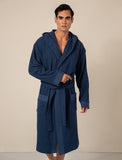 Men's Navy Turkish Cotton Loose Cut Terry Bathrobe