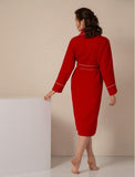 Women's Red Luxury Long Waffle Bathrobe