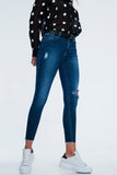 Blue Destroyed Skinny Jeans