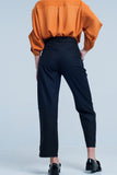 Black Wide Pants With Bow Tie