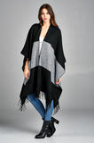 Color Block Poncho Wrap with Open Front