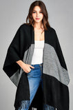 Color Block Poncho Wrap with Open Front