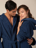 Men's Navy Turkish Cotton Loose Cut Terry Bathrobe