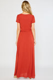 FLOWY MAXI WRAP DRESS - Terracotta