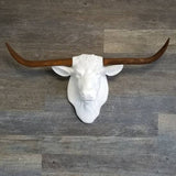 Faux White Texas Longhorn With Rust Horns