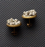 Pyrite Cluster Stud Earrings, Raw Pyrite Earrings