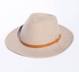 Houston Beige With Leather Headband Felt Hat