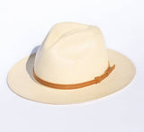 Classic Natural Panama Hat With Leather Headband