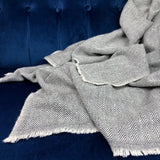 Charcoal Herringbone Cashmere Throw