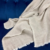 Champagne Herringbone Cashmere Throw