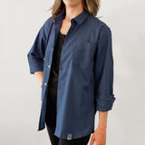 Linen Hemp Button Down Shirt - Aegean Blue