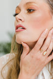 Ve Tinh 16K Gold-Plated Brass Horn Crescent and Bar Ring