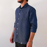 Linen Hemp Button Down Shirt - Aegean Blue
